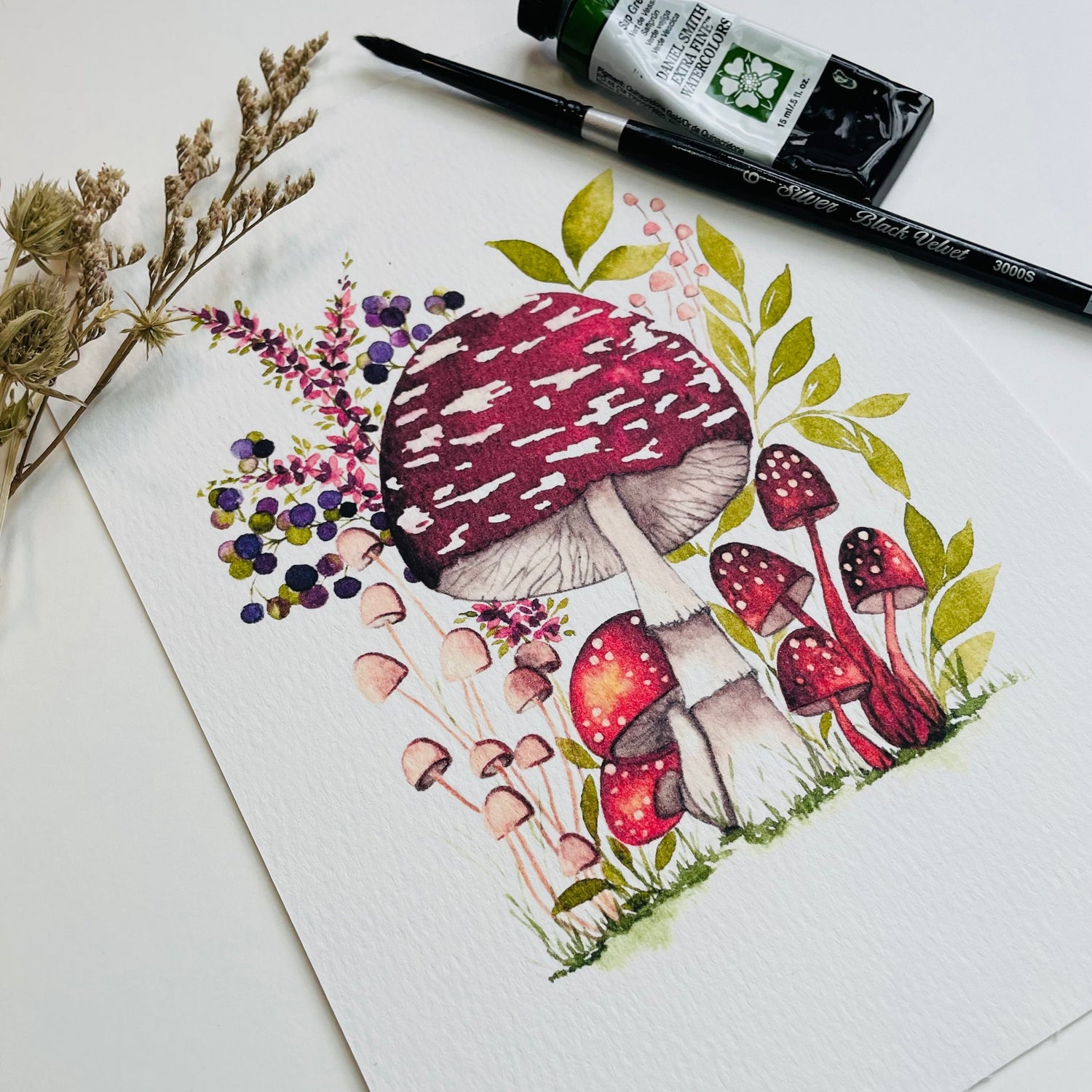 Watercolour Mushroom and Toadstool Parade